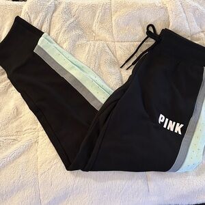 Victoria’s Secret Pink Black Joggers w/Mint trim New Medium